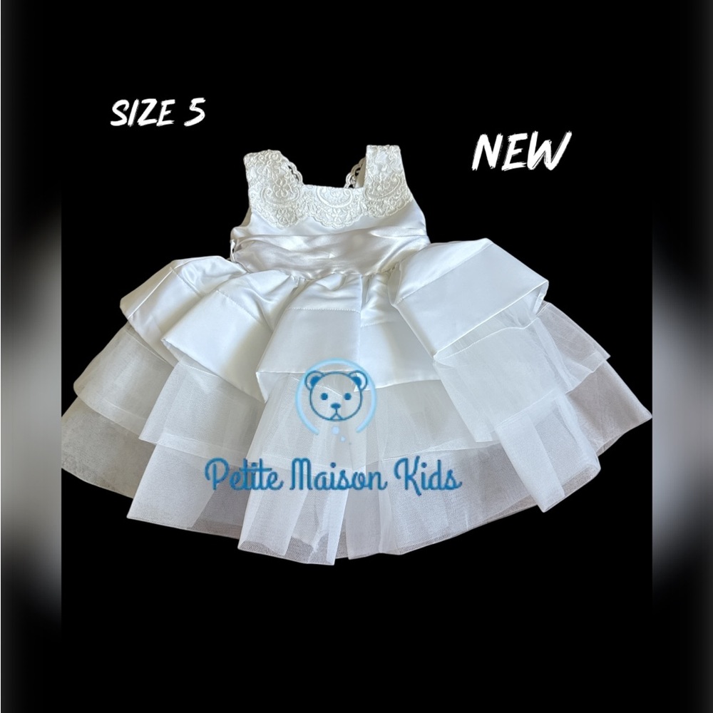 Petite Maison kids new sz 5 white formal dress puffy  special occasion